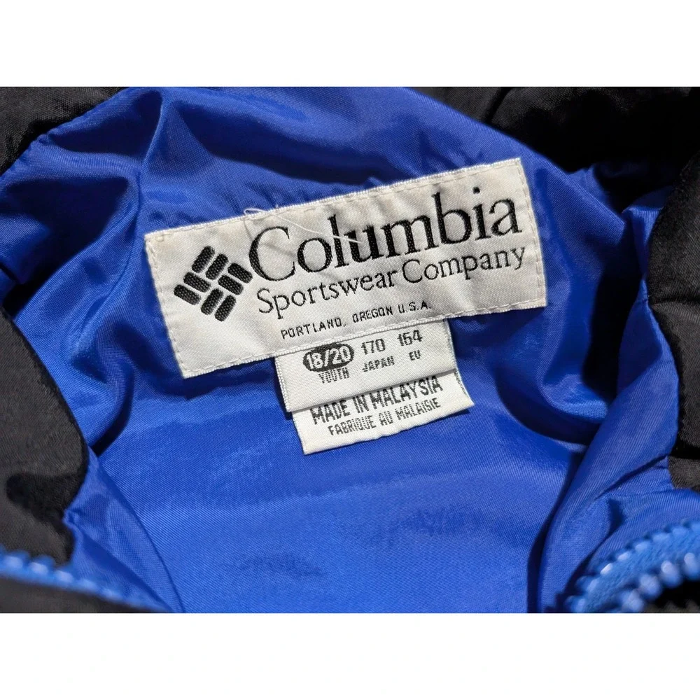Vintage Columbia Sportswear Logo Youth Size XL 18 20 ‎ Jacket Ski Black Blue